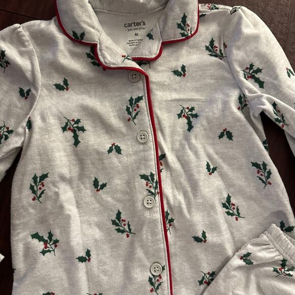 Carter's Just One You Toddler Girls' 2pc Holiday Floral Mistletoe Flannel Pajama - Picture 2 of 4